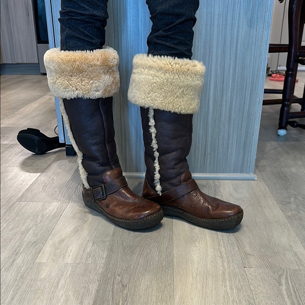 Brown Shearling-Lined Boots